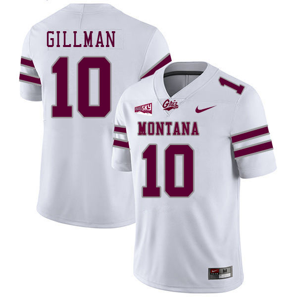 Eli Gillman Montana Grizzlies Jersey,University Of Montana Grizzlies #10 Eli Gillman Jersey-White